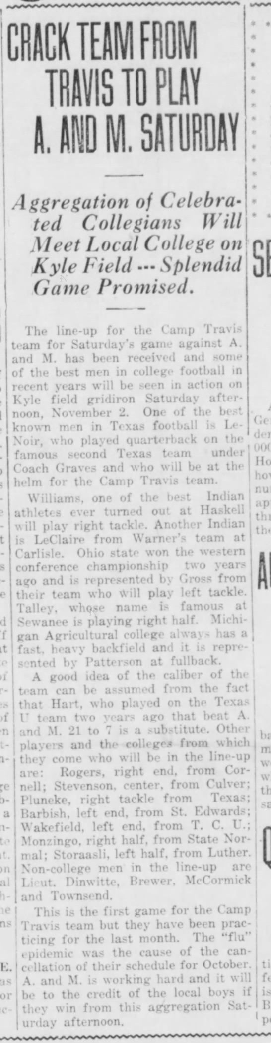A&M football Spanish Flu Oct. 30, 1918.jfif